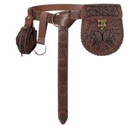 Renaissance Belt Pouch Viking Pirate Waist Bag Set-Medieval Coin Purse Skirt Hike for LARP Halloween Cosplay Accessories., Brown C, 165cm