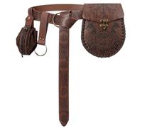 Renaissance Belt Pouch Viking Pirate Waist Bag Set-Medieval Coin Purse Skirt Hike for LARP Halloween Cosplay Accessories., Brown B, 165cm