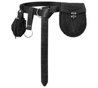 Renaissance Belt Pouch Viking Pirate Waist Bag Set-Medieval Coin Purse Skirt Hike for LARP Halloween Cosplay Accessories., Black FT, 165 cm, Renaissance Medieval Viking Pirate