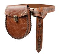 Renaissance Belt Pouch Waist Bag Pouch Skirt Hike Medieval Bag Ren Faire Costume Accessories for Cosplay Halloween, Brown-B, 65.35 inches, Middle Ages