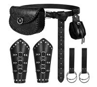 Renaissance Belt Pouch Waist Bag Set - Medieval Viking Pirate Coin Purse Skirt Hike for LARP Halloween Cosplay Accessories, Black-HW, Renaissance Medieval Viking Pirate Style