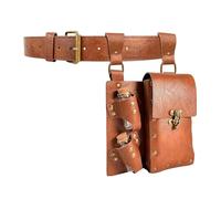 Renaissance Belt Pouch Waist Bag Steampunk Pouch Medieval Leather Belt Pouch Skirt Hikes Set, Retro Renaissance Accessories for LARP Cosplay Costume, Brown, Medieval
