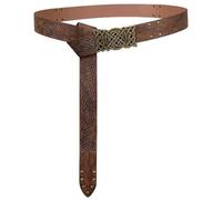 Renaissance Belt Retro Embossed Viking Renaissance Buckle Belt Knight Leather Medieval Waistband Decorations(Brown-Style A)