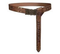 Renaissance Belt Retro Embossed Viking Renaissance Buckle Belt Knight Leather Medieval Waistband Decorations(Brown-Style B)
