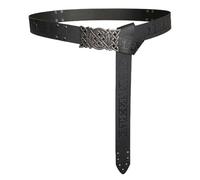 Renaissance Belt Retro Embossed Viking Renaissance Buckle Belt Knight Leather Medieval Waistband Decorations(Black-Style B)