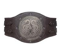 Renaissance Belt Viking Style Wide Embossed Leather Belt with Medieval Renaissance Knight Waist Accessory(Brown)