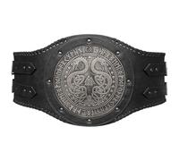 Renaissance Belt Viking Style Wide Embossed Leather Belt with Medieval Renaissance Knight Waist Accessory(Black)