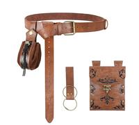 Renaissance Belt with Pouch Waist Bag - Coin Purse for Pirate, Renaissance Accessories for Festivals, Cosplay & Halloween (Brown-05)