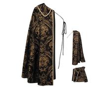 Renaissance Cape - Medieval Costume with Brocade Pattern | Renaissance Cape | For Cosplay Festival Halloween and Role Play Theatre Performance