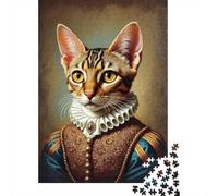 Renaissance Cat Portrait 1000-Piece Puzzle for Adults, 70x50cm/1000pcs; White Cardboard for Simple Sorting; Shared Family Time Around The Table