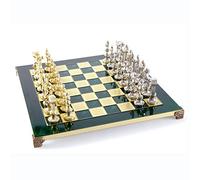 Renaissance Chess Set - Brass&Nickel - Green Chess Board