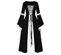 Renaissance Clothing Women's Lace-Up Dress - Medieval Maxi Dress Women's Trumpet Sleeves Victorian Palace Dresses Retro Princess Evening Dress Halloween Carnival Costume Party Dress Club Party Outfit