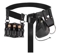 Renaissance Costume Accessories Belt Pouch Coin Purse Potion Bottle Leather Holder Retro Medieval Festival Belt Waist Set, Black b, Standard, Renaissance Costume Belt Pouch Sets