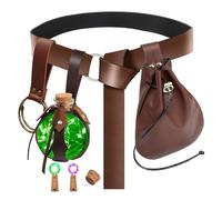 Renaissance Costume Accessories Belt Pouch Coin Purse Potion Bottle Skirt Hike Belt Set Medieval Festival Halloween Ren Faire, Brown, 18x10cm