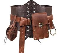 Renaissance Costume Accessories Belt Pouch Waist Bag Phone Holder Coin Purse Skirt Hikes Hook Corset Medieval Festival Sets, Brown, L-Waist/32"-43", Disco