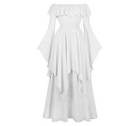 Renaissance Costume For Women Halloween Party Dress Cocktail Casual Mini Medieval Cottagecore Elegant Smocked Flare Sleeve Corset Perfect Fancy Events