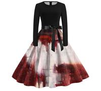 Renaissance Costume For Women Halloween Party Dress Gothic Horror Ladies Waist Smocked A-Line Dresses Elegant High-Low Hem Victorian Short Carnival Cosplay