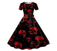 Renaissance Costume For Women Halloween Party Dress Vintage Elegant A-Line Ladies Bloody Printed Soul Reaper Traditional Medieval Irish Gothic Victorian