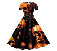 Renaissance Costume For Women Halloween Party Dress Vintage Elegant A-Line Ladies Bloody Printed Soul Reaper Traditional Medieval Irish Gothic Victorian