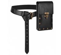 Renaissance Costume Retro Belt Pouch Steampunk Waist Bag Medieval Casual Daypack Gothic Festival Cosplay Halloween Accessory, Black, [Adjustable]