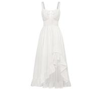 Renaissance Costume Women Medieval Dress Sleeveless High Waist Long Maxi Dresses Traditional Retro Victorian Cottagecore Dresses Carnival Halloween Party Fancy Dress for Adults Size 8-16 White