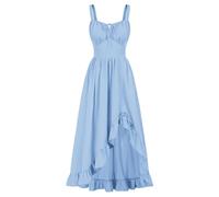 Renaissance Costume Women Medieval Dress Sleeveless High Waist Long Maxi Dresses Traditional Retro Victorian Cottagecore Dresses Carnival Halloween Party Fancy Dress for Adults Size 8-16 Sky Blue
