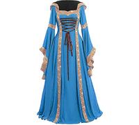 Renaissance Costume Women Plus Size Medieval Dress, Festival Gothic Dress Ladies Medieval Clothing for Halloween Carnival, Long Sleeve Tunic Maxi Dresses, Cosplay Costume for Women Size 8-22