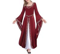 Renaissance Costume Women Plus Size Skirt Gothic Dress Victorian Ball Gowns Costumes Medieval Ladies Palace Fancy Pirate Peasant Witch Cosplay Halloween Maid Clothing, Red, XXL