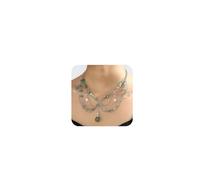 Renaissance Crystal Fairy Necklace for Women Y2K Star Green Red Beaded Natural Ston Crystal Tassel Layered Chain Fantasy Renfaire Necklace Woodland Fantasy Renfaire Cosplay Halloween Accessory, Zinc