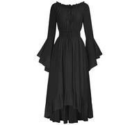 Renaissance Dress Women Medieval Costume Victorian Dresses Peasant Gothic Dress Black