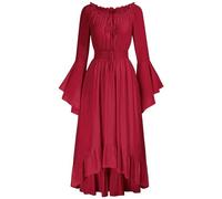Renaissance Dress Women Medieval Costume Victorian Dresses Peasant Gothic Dress Red