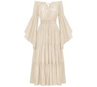 Renaissance Dresses Women's Off Shoulder Medieval Maxi Dress Women's Trumpet Sleeves Victorian Dress with Ruffles Elegant Evening Dress A-line Vintage Party Dress Halloween Costume Carnival Outfit