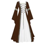 Renaissance Dresses Women's Princess, Medieval Maxi Dress, Women's Trumpet Sleeves, Victorian Palace Dress with Lacing, Halloween Costume, Carnival Party, Queen Cosplay, Festival, Party Dress, khaki