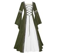 Renaissance Dresses Women's Princess, Medieval Maxi Dress, Women's Trumpet Sleeves, Victorian Palace Dress with Lacing, Halloween Costume, Carnival, Party, Queen, Cosplay, Festival, Pleated Dress