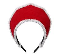 Renaissance Elizabethan Tudor Queen Royal Coronet Hooded Hat for Women Anne Boleyn Headband Victorian Headpiece (Red)