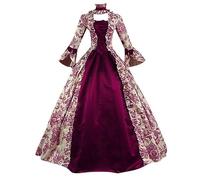 Renaissance Fancy Dress Women Flowy Steampunk Corset Dresses Ladies Regency Dressing Gown with Flare Sleeve, Renaissances Witch Princess Cosplay Costume for Halloween & Fancy Parties