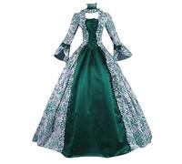 Renaissance Fancy Dress Women Flowy Steampunk Corset Dresses Ladies Regency Dressing Gown with Flare Sleeve, Renaissances Witch Princess Cosplay Costume for Halloween & Fancy Parties A-Green