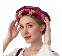 Renaissance Hat for Men - Premium Ergonomic Vintage Costume Quilted Soft Velvet, Beanie, Medieval with Rolled Brim Men | Multipurpose Outdoor Indoor Utility