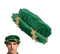 Renaissance Hat- Medieval Headdress, Vintage Gold Trim Cosplay Costume, Medieval Roll Brim Headpiece | 14th-century Cosplay Costume | For Halloween Holiday Party Stage Show Masquerade Balls