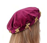 Renaissance Hat,Padded Velvet Soft Vintage Cosplay Costume - Medieval Roll Brim Headpiece | Men Women Holiday Halloween Party Masquerade Balls Stage Show