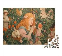 Renaissance Lady Fruit 1000 Pieces Jigsaw Puzzle for Adults & Children, Eco-Friendly Cardboard, Classic Girl, Brain Teaser Entertainment, Improves Hand-Eye Coordination 38x26cm/1000pcs