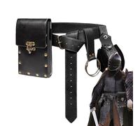 Renaissance Leather Belt Bag | Retro Halloween Steampunk Motorcycle Belt Bag - Punk Style Waist Crossed Thigh and Leg Pockets for Women, Black, Se référer au descriptif, Refer to description