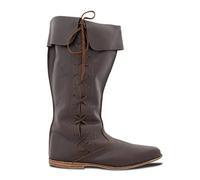 Renaissance Medieval Cosplay Boots - Medieval Boots - PU Leather Cosplay Boots for Women and Men, Brown Brown, 6 UK