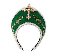 Renaissance Medieval Tudor Queen Headpiece for Women Anne Boleyn Headband Elizabethan Royal Coronet Hood Tiara Hat (Green)