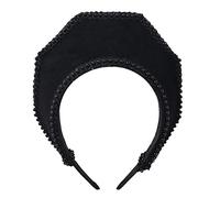 Renaissance Medieval Tudor Queen Headpiece for Women Anne Boleyn Headband Elizabethan Royal Coronet Hood Tiara Hat (Black-3)