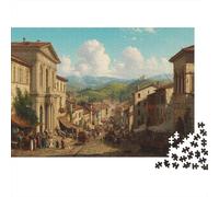 Renaissance Oil Painting Jigsaw Puzzles Painted Streets Classical Architecture Challenge Toy Educational Games Home Decoration for Adults& Teenager Age 14 Years Up 1000pcs (75x50cm)