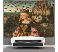 Renaissance Painting Decorations Tapestry Bees Queen Castle 3D Printing Wall Blanket Wall Hanging for Living Room Bedroom Dorm Decor 70cmx100cm