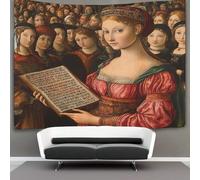 Renaissance Painting Tapestry,Woman Showing Information Poster to Crowd Wall Hanging,Wall Art for Bedroom Aesthetic Home Decoration for Living Roombedroom 150cmx200cm