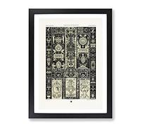 Renaissance Period Pattern By Albert Racinet Vintage Framed Print | A4 Black Framed Wall Art | Ready to Hang | Classic Fantasy Picture | Living Room Bedroom Lounge Office