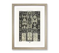 Renaissance Period Pattern By Albert Racinet Vintage Framed Wall Art Print, Ready to Hang Picture for Living Room Bedroom Home Office Décor, Oak A4 (34 x 25 cm)